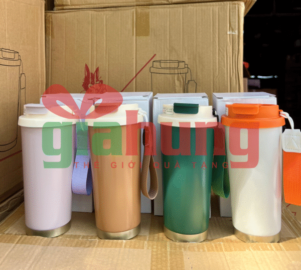 Ly Giữ Nhiệt Nắp Khóa Chống Tràn, Kèm Dây Đeo Tiện Lợi