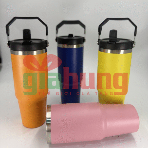 Ly Giữ Nhiệt Dung Tích Lớn, Nắp Khóa Tiện Lợi, Quai Xách Thời Trang