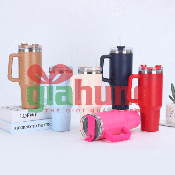 Ly Giữ Nhiệt Inox 304 Có Quai, Kèm Ống Hút 900ml Nhiều Màu