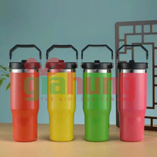 Ly Giữ Nhiệt Dung Tích Lớn, Nắp Khóa Tiện Lợi, Quai Xách Thời Trang - Ảnh 2