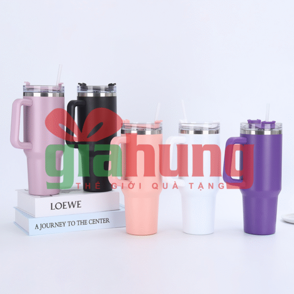 Ly Giữ Nhiệt Inox 304 Có Quai, Kèm Ống Hút 900ml Nhiều Màu - Ảnh 2
