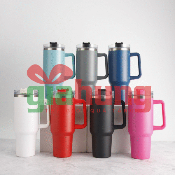 Ly Giữ Nhiệt Inox 304 Có Quai, Kèm Ống Hút 900ml Nhiều Màu - Ảnh 3