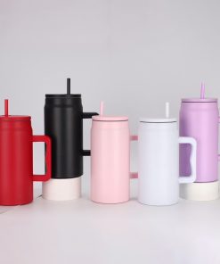 Ly giữ nhiệt inox có tay cầm và ống hút