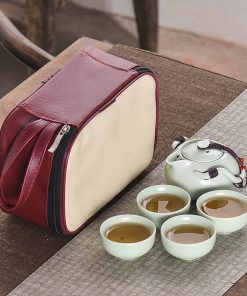 Bộ ấm chén mini du lịch kèm túi da cao cấp