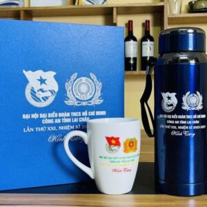 BỘ QUÀ TẶNG ĐẠI HỘI – BÌNH GIỮ NHIỆT & LY SỨ CAO CẤP