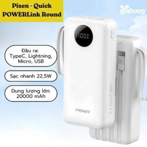 Pin Sạc Dự Phòng Pisen Quick POWERLink Round 20.000mAh