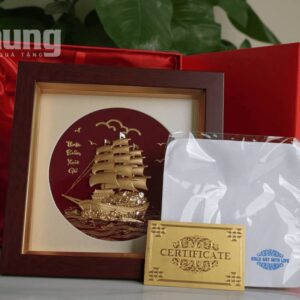 Tranh Thuyền Buồm Mạ Vàng 24K Khung Gỗ Cao Cấp