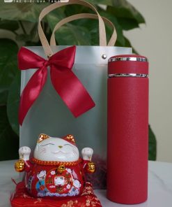 Bộ Quà Tặng Mèo Thần Tài & Bình Giữ Nhiệt Đỏ Sang Trọng