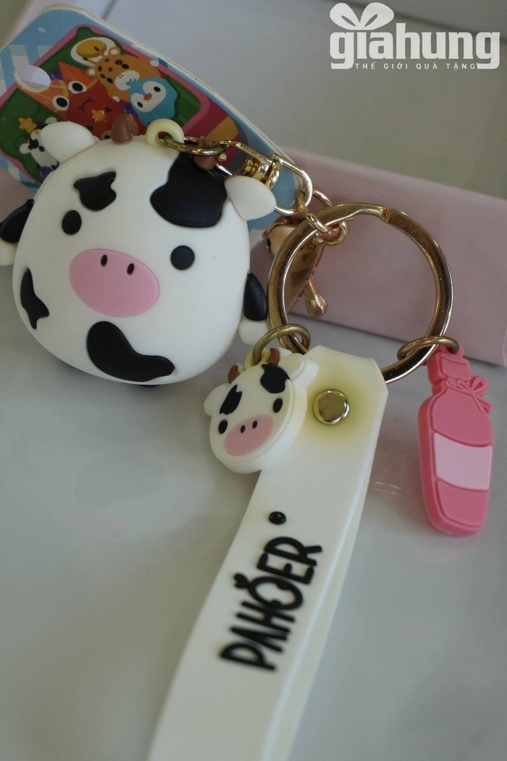 Móc Khóa Cao Su PVC Hình Bò Sữa Dễ Thương