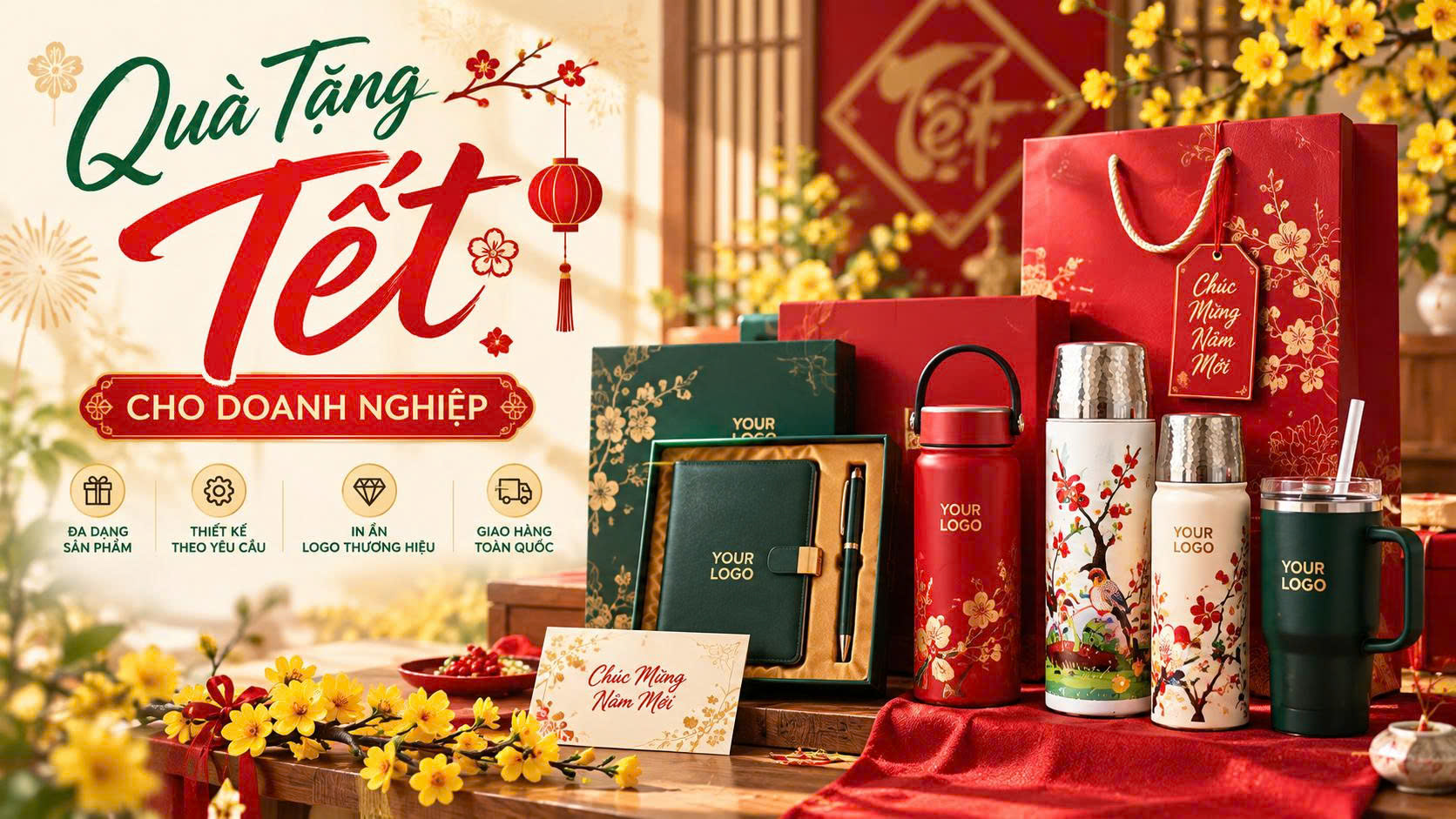 Quà tặng doanh nghiệp dịp Tết 2027 - gợi ý quà Tết in logo